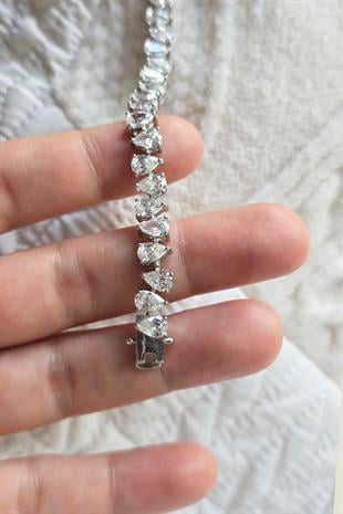 MOZANİT FULL DAMLA GÜMÜŞ BİLEKLİK