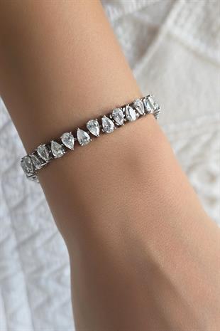 MOZANİT FULL DAMLA GÜMÜŞ BİLEKLİK