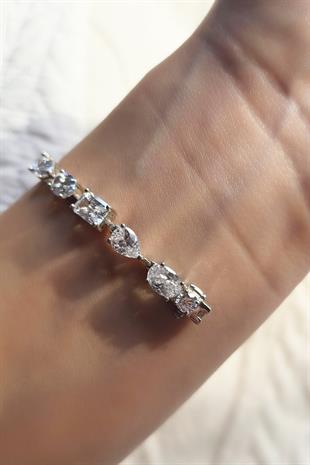 MOZANİT KARE DAMLA GÜMÜŞ BİLEKLİK