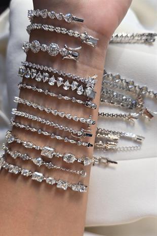 MOZANİT KARE DAMLA GÜMÜŞ BİLEKLİK