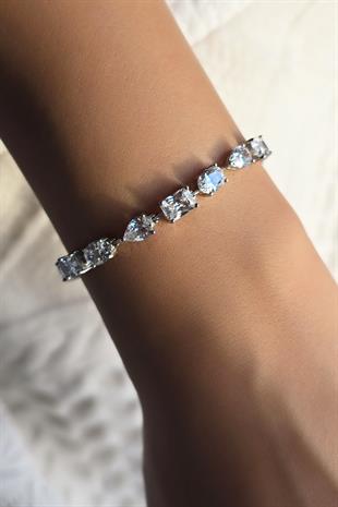 MOZANİT KARE DAMLA GÜMÜŞ BİLEKLİK