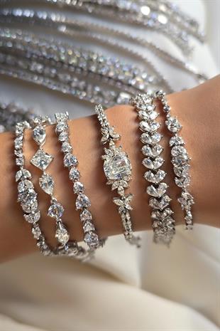 MOISSANITE SQUARE MARQUISE ROUND SILVER BRACELET