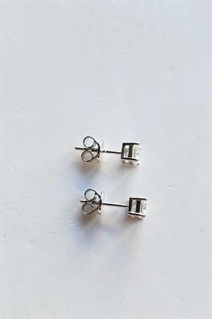 MOZANİT MİNİ BAGET DİKDÖRTGEN VİDALI GÜMÜŞ KÜPE