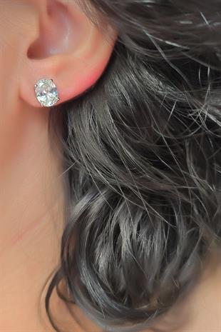 MOZANİT OVAL 9MM GÜMÜŞ KÜPE