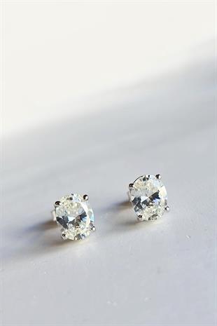 MOZANİT OVAL 9MM GÜMÜŞ KÜPE