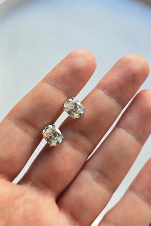 MOZANİT OVAL 9MM GÜMÜŞ KÜPE