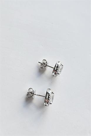 MOZANİT OVAL ETRAF TAŞLI GÜMÜŞ KÜPE