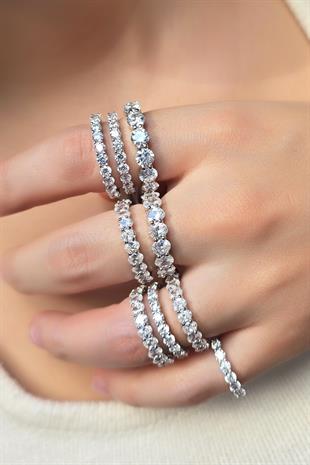MOZANİT TAMTUR 5 MM GÜMÜŞ YÜZÜK