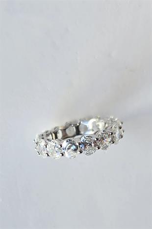 5MM MOZANİT TAMTUR OVAL GÜMÜŞ YÜZÜK