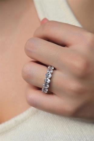 5MM MOZANİT TAMTUR OVAL GÜMÜŞ YÜZÜK