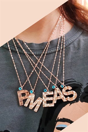 Y-NAZAR BONCUKLU ALTIN İŞÇİLİK HARF GÜMÜŞ KOLYE