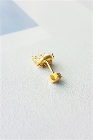 OVAL TAŞLI SALLANTILI GÜMÜŞ PİERCİNG