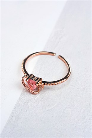 Silver Ring with Pink Heart