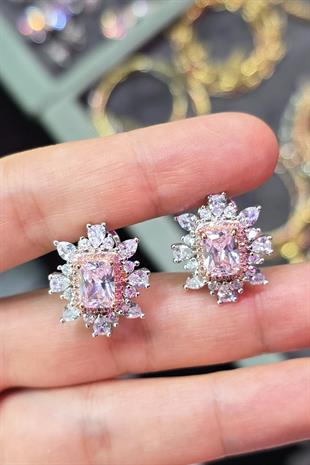 PEMBE SPİKEY PRENSES GÜMÜŞ KÜPE