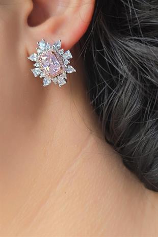 PEMBE SPİKEY PRENSES GÜMÜŞ KÜPE