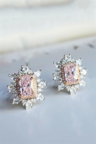PEMBE SPİKEY PRENSES GÜMÜŞ KÜPE