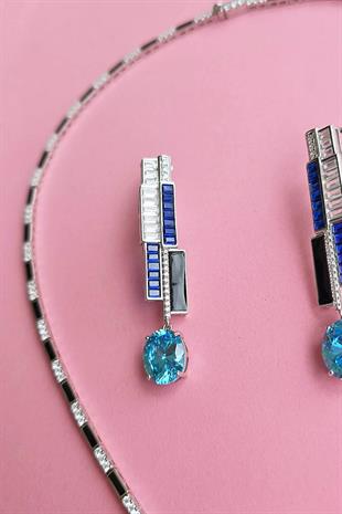 PREMİUM BUZ KESİM OVAL SİYAH GÜMÜŞ KÜPE