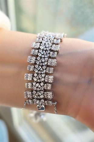 PREMİUM GENİŞ BAGET TASARIM GÜMÜŞ BİLEZİK