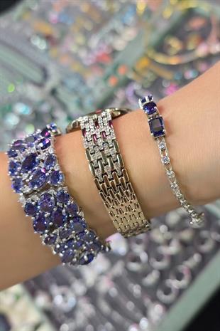 PREMİUM TANZANİTE OVAL GÜMÜŞ BİLEZİK