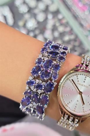 PREMİUM TANZANİTE OVAL GÜMÜŞ BİLEZİK