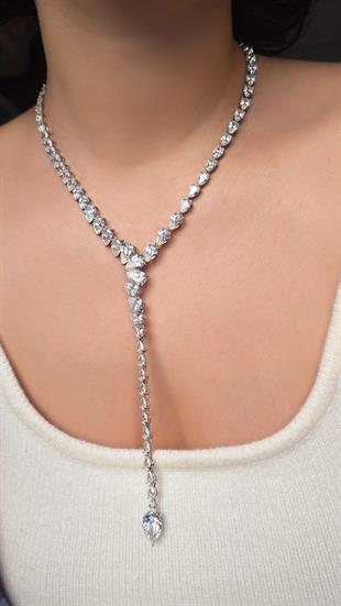 PREMİUM UZUN DAMLA GÜMÜŞ KOLYE