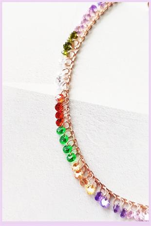 RENKLİ SWAROVSKİ TAŞLAR GÜMÜŞ HALHAL