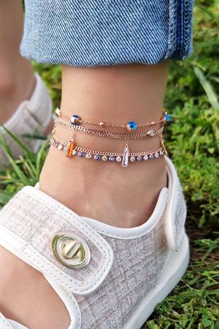 SALLANTILI RENKLİ BAGET ROSE GÜMÜŞ HALHAL