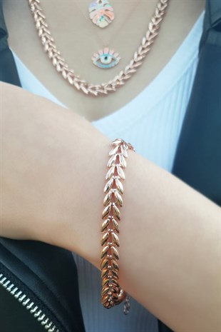 CAESAR LEAF DESIGN SILVER BRACELET