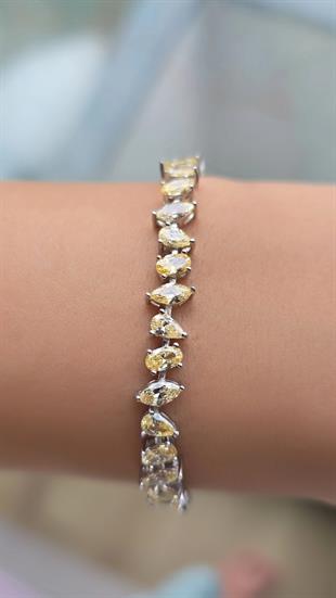 SİTRİN SARI MARKİZ DAMLA OVAL GÜMÜŞ BİLEKLİK