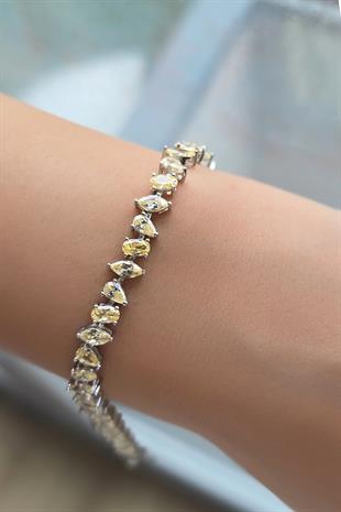 SİTRİN SARI MARKİZ DAMLA OVAL GÜMÜŞ BİLEKLİK