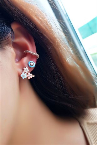 TEKLİ 3 FLOWER GÜMÜŞ KÜPE