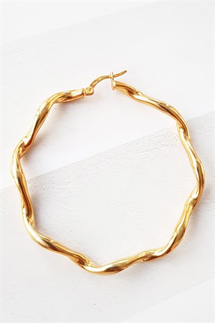 TEKLİ 5.5 CM AUGER HALKA GOLD GÜMÜŞ KÜPE