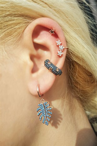 TEKLİ AQUA TROPİ LEAF GÜMÜŞ KÜPE