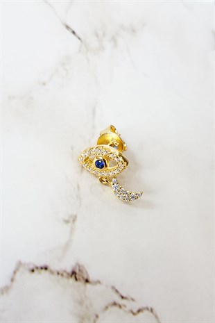 TEKLİ AY FİGÜRLÜ GÖZ GÜMÜŞ KÜPE