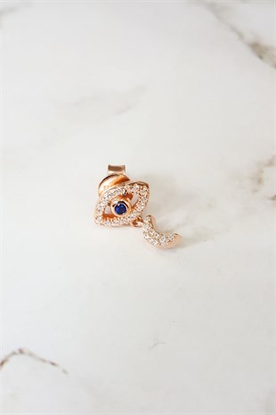 TEKLİ AY FİGÜRLÜ GÖZ GÜMÜŞ KÜPE