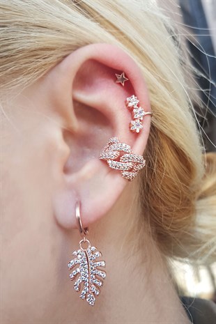 TEKLİ BEYAZ TROPİ LEAF GÜMÜŞ KÜPE