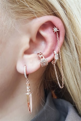 TEKLİ BIÇAKLI GÜMÜŞ KÜPE