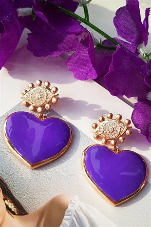 TEKLİ BIG LOVE MOR GÜMÜŞ KÜPE