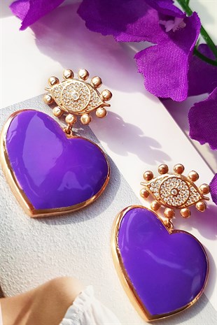 TEKLİ BIG LOVE MOR GÜMÜŞ KÜPE