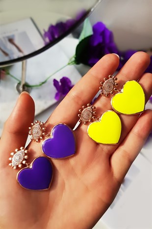 TEKLİ BIG LOVE MOR GÜMÜŞ KÜPE