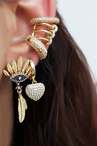 TEKLİ BLACK EYE LEAF GÜMÜŞ KÜPE