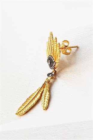 TEKLİ BLACK EYE LEAF GÜMÜŞ KÜPE