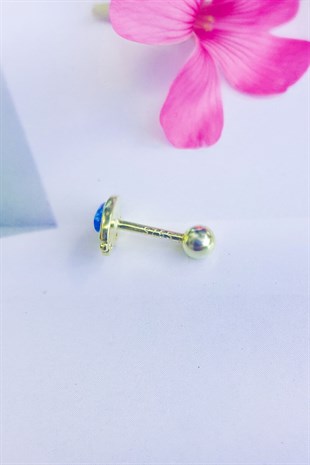 Tekli, Blue Eye Gümüş Piercing Küpe