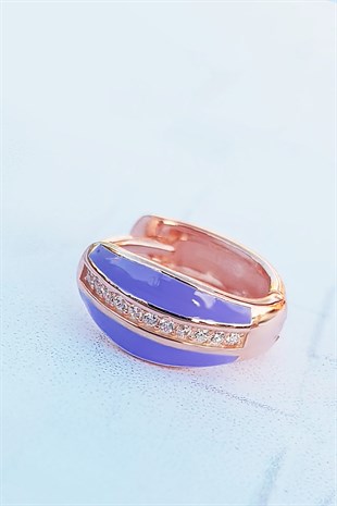 TEKLİ BOMBELİ TAŞLI LİLA GÜMÜŞ KÜPE