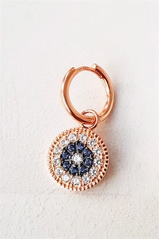 TEKLİ CİRCLE BEYAZ MAVİ TAŞLI İTHAL GÜMÜŞ KÜPE