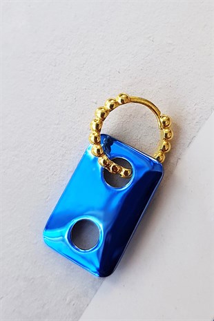 TEKLİ DİKDÖRTGEN SAKS MAVİ GÜMÜŞ KÜPE