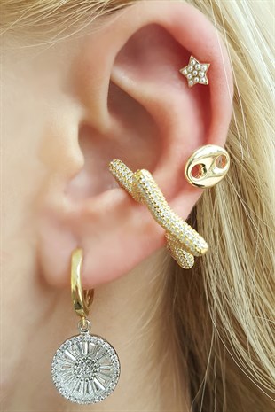 TEKLİ DÜĞME GÜMÜŞ KÜPE