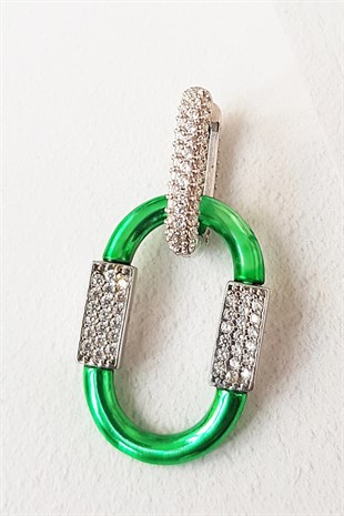 TEKLİ EQUATOR TAŞLI YEŞİL GÜMÜŞ KÜPE