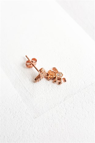 Tekli Hello Bear Gümüş Küpe