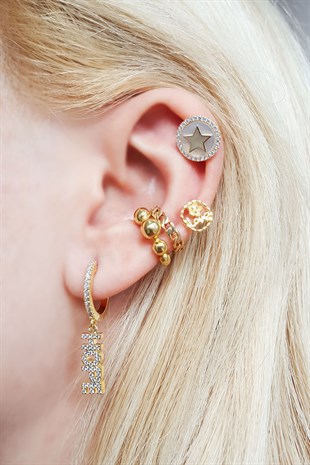 TEKLİ HOPE YAZILI GÜMÜŞ KÜPE